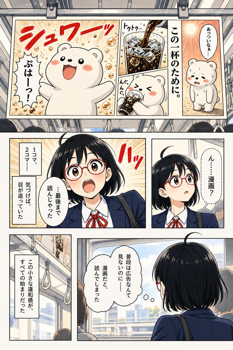 企業向け漫画の12ページ作例より2ページ目（架空のサービスを題材にACGWORLDSが制作したデモ）